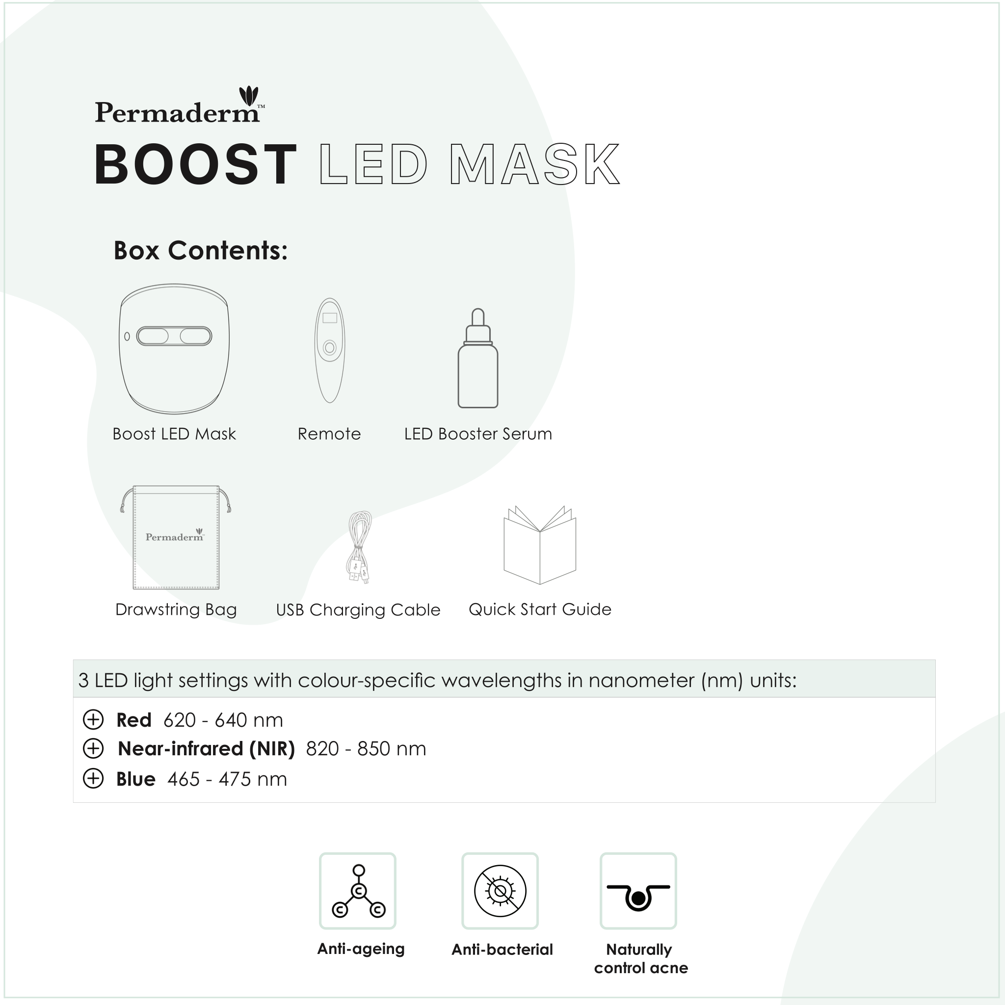 Permaderm Boost LED Mask - Wireless Face Mask for Anti-Ageing and Acne